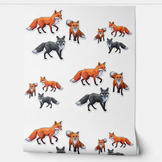 Geometrische vossen, Fox illustratie, Fox Sticker, Behang