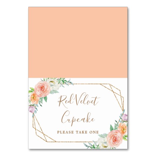 Geometrische Waterverf Bloem Bruiloft Voedsel Labe Kaart (Voorkant)