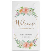 Geometrische Waterverf Bloemen Bruiloft Welkomstta Klein Cadeauzakje (Achterkant)