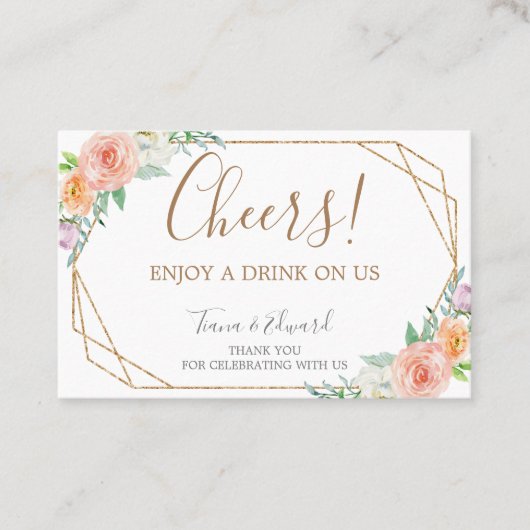 Geometrische Waterverf Bloemen Drink Ticket (Voorkant)