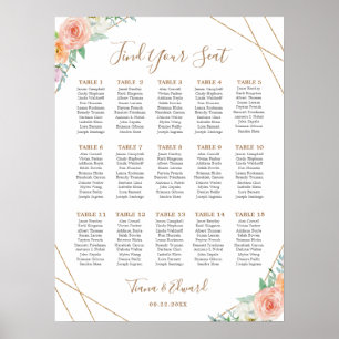 Geometrische Waterverf-bloemen Poster