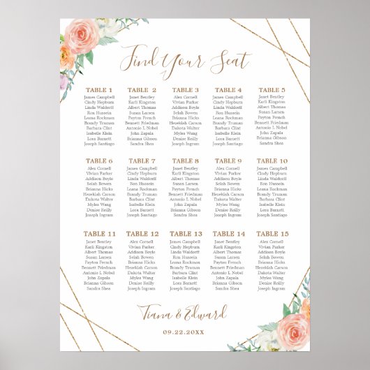 Geometrische Waterverf-bloemen Poster (Voorkant)