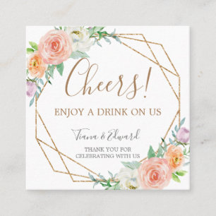 Geometrische Waterverf Flowers Drink Ticket
