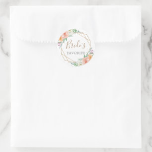Geometrische Waterverf Flowers Goodie Bag Snack Ronde Sticker