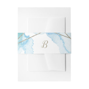 Geometrische Waterverf Monogram Weddenschap Uitnodigingen Wikkel