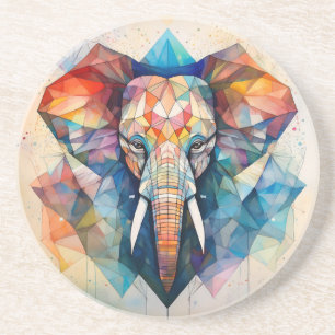 geometrische Waterverf-olifant Zandsteen Onderzetter