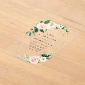 Geometrische Waterverf Spring Blooms Weddenschap Acryl Uitnodigingen (Laagn)