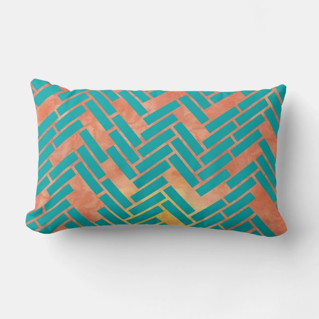 Geometrische waterverf zonsondergang met turquoise kussen (Voorkant)