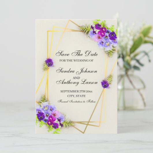 Geometrische weergave slaat de datum op save the date (Staand voorkant)