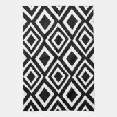 Geometrische weergave van zwart en wit diamant theedoek (Verticaal)