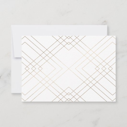 Geometrische Wit Gouden Gatsby Bruiloft RSVP (Achterkant)