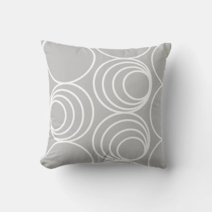 Geometrische witte cirkel zilvergrijs Modern Abstr Kussen