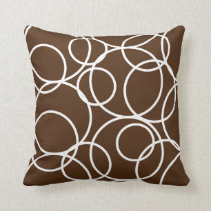 Geometrische witte cirkels Abstract Modern Brown Kussen