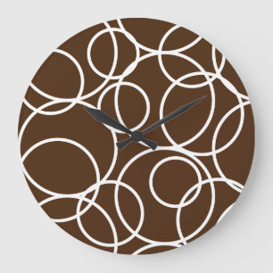 Geometrische witte cirkels Bruin Modern Abstract Grote Klok