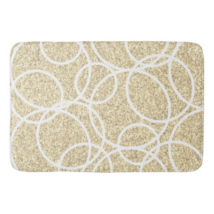 Geometrische witte cirkels gouden glitter Abstract Badmat