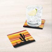 Geometrische woestijnzon vierkante kartonnen onderzetter (Insitu)