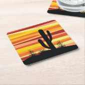 Geometrische woestijnzon vierkante kartonnen onderzetter (Schuin)