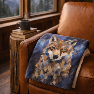 Geometrische Wolf Berg Sherpa Deken