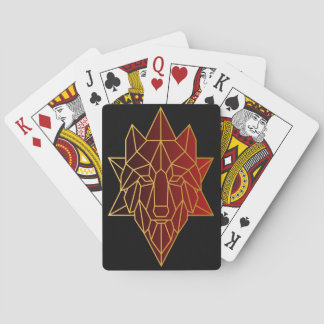Geometrische Wolf gouden rode gradiënt Pokerkaarten