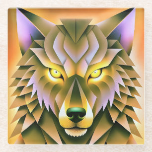 Geometrische Wolf Illustratie Dierlijke Ontwerp Glazen Onderzetter