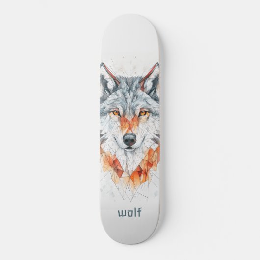 Geometrische wolf skateboard (Voorkant)