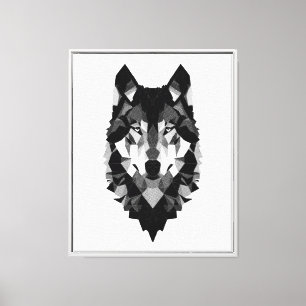 Geometrische Wolfskop Canvas Afdruk