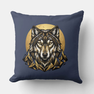 Geometrische wolfskopmaan bergenworp kussen
