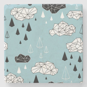 Geometrische wolken en regen, naadloos patroon. stenen onderzetter