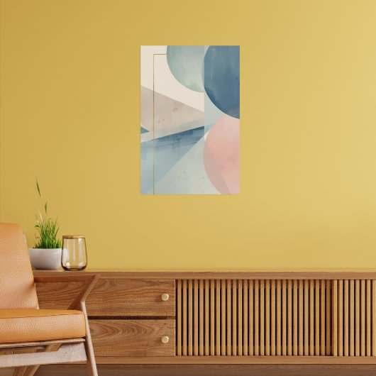 Geometrische zachte tonen - Abstracte pastelwand Poster (Woonkamer 2)