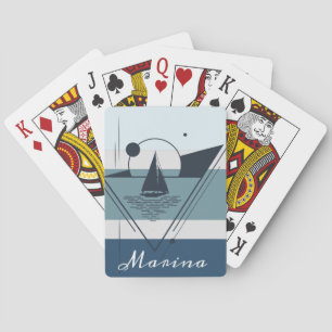 Geometrische zeilboot Moderne kunst gepersonalisee Pokerkaarten