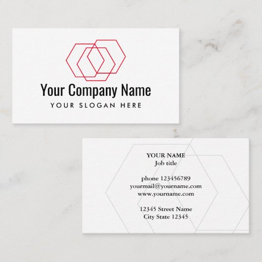 Geometrische zeshoek logo visitekaartsjabloon visitekaartje (Voorkant / Achterkant)