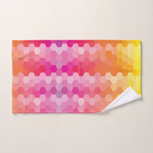 Geometrische zeshoekige vormen Roze geel Bad Handdoek (Handdoek)