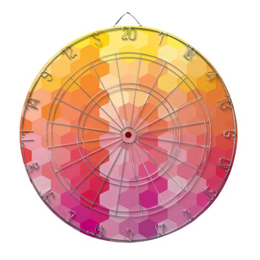 Geometrische zeshoekige vormen Roze geel Dartbord (Voorkant)