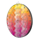 Geometrische zeshoekige vormen Roze geel Dartbord (Voorkant Rechts)