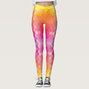 Geometrische zeshoekige vormen Roze geel Leggings
