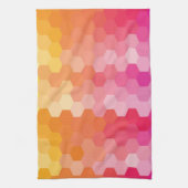 Geometrische zeshoekige vormen Roze geel Theedoek (Verticaal)