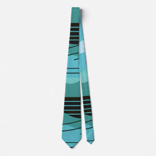 Geometrische Zon Berg Abstract met Tribale Rand Stropdas
