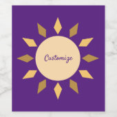 Geometrische zon Cirkel Thunder_Cove Wijn Etiket (Enkel label)