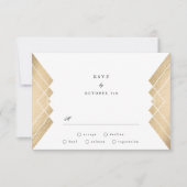 Geometrische  Zwart Goud Gatsby Bruiloft RSVP (Voorkant)