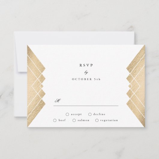 Geometrische Zwart Goud Gatsby Bruiloft RSVP (Voorkant)