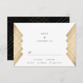 Geometrische  Zwart Goud Gatsby Bruiloft RSVP (Voorkant / Achterkant)