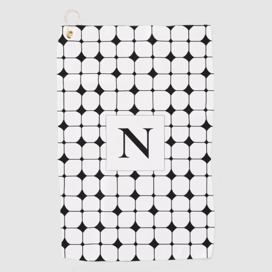 Geometrische zwart-wit geometrische golfhanddoek (Voorkant)