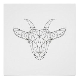 Geometrische zwart-witafdrukken van geitenkop en m perfect poster