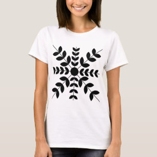 Geometrische zwarte bloem t-shirt