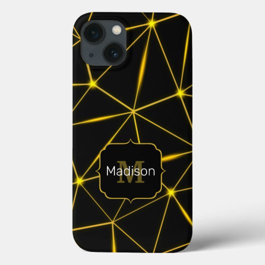 Geometrische zwarte driehoeken gouden lijnen Monog Case-Mate iPhone Case (Achterkant)
