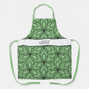Geometrische zwarte en groene kunst Smock Apron Schort