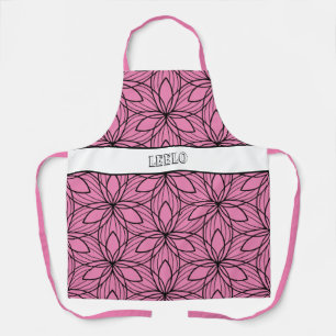 Geometrische zwarte en roze kunst Smock Apron Schort
