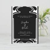 Geometrische zwarte en witte deco-bruiloft kaart (Staand voorkant)