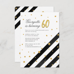 Geometrische zwarte glitter, 60e verjaardag kaart