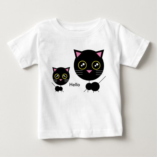 Geometrische zwarte kat Baby T-shirt (Voorkant)